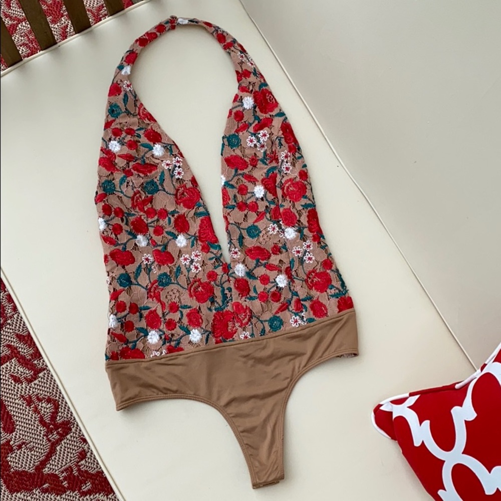 NWT Red Floral Lovers + Friends Bodysuit